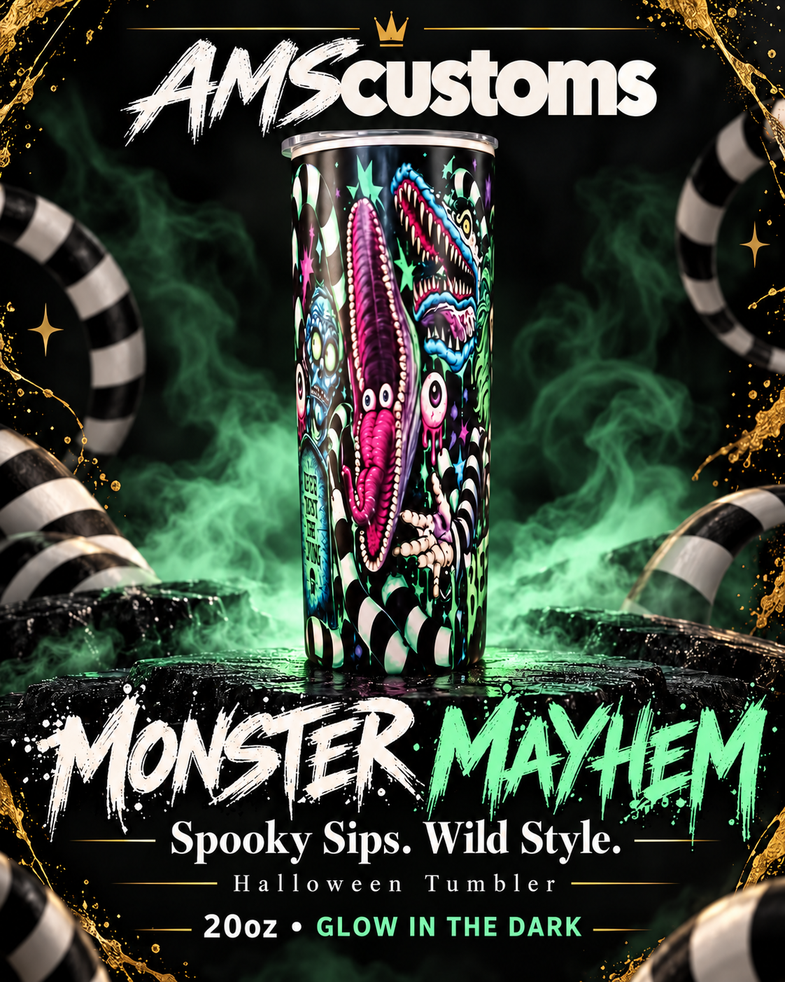 Monster Mayhem 20oz glow-in-the-dark tumbler